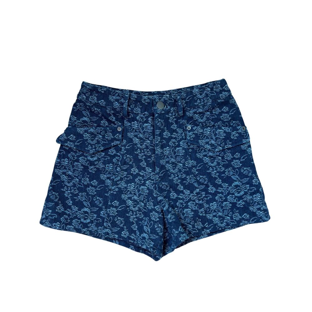 Urban Outfitters Floral Denim Shorts Women Size 26 High Rise Blue Jacquard - Picture 6 of 8